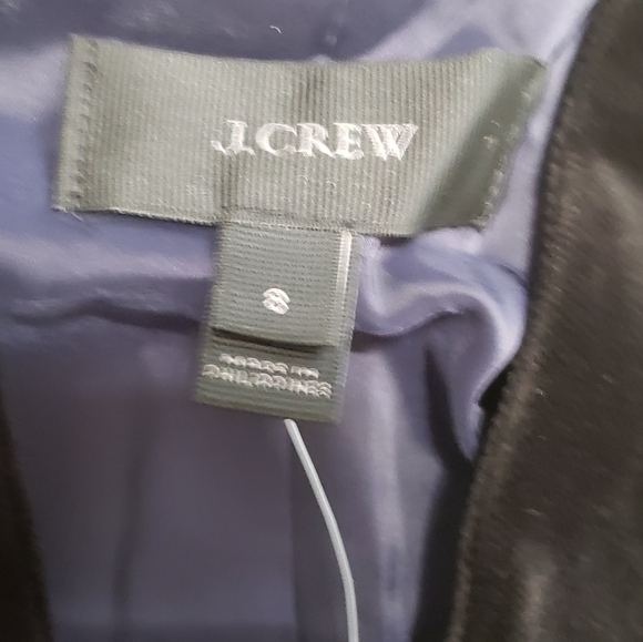 J. Crew Open Front Blazer in 100% Cotton Velvet Black Size 8 NWT - Picture 4 of 12